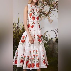 Alexis Leomie Sleeveless Floral-Embroidered Dress size Small